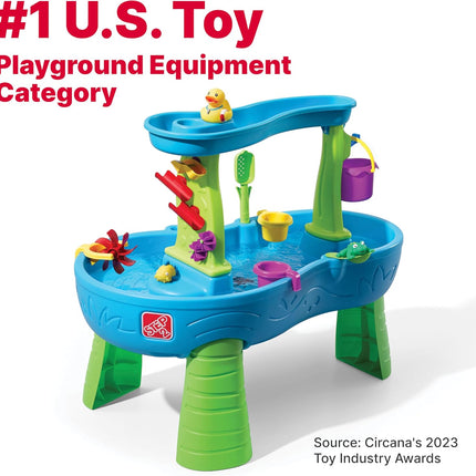 Step2 Rain Showers Splash Pond Toddler Water Table, Kids Water and Sand Activity Sensory Playset, Summer Outdoor Toys, 13 Piece Toy Accessories, For Toddles 1.5+ Years Old