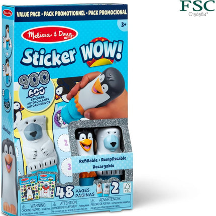 Melissa &amp; Doug Sticker Wow!® Winter (Polar Bear and Penguin) Value Pack Arts and Crafts Collectibles - 2 Activity Pads, 2 Sticker Stampers, 2 Bonus Stacks - FSC Certified