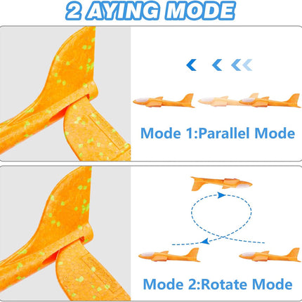 3 Pack Airplane Launcher Toy, 12.6" Foam Glider Led Plane, 2 Flight Mode Catapult Plane for Kids Outdoor Sport Flying Toys Gifts for 3 4 5 6 7 8 9 10 12 Year Old Boys Girls