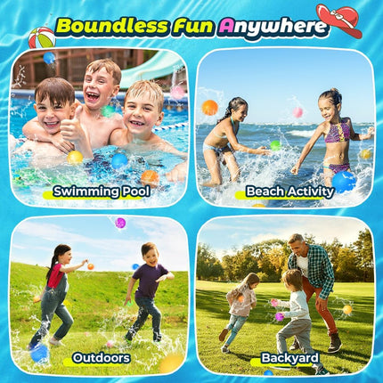 SOPPYCID 12Pcs Reusable Water Balloons, Pool Beach Water Toys for Boys and Girls, Outdoor Summer Toys for Kids Ages 3-12, Magnetic Water Ball for Outdoor Activities