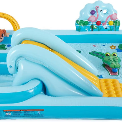 Intex 96" x 78" x 28" Inflatable Jungle Adventure Play Center Spray Kiddie Pool - Backyard Kids Water Slide, Outdoor Blow-Up Splash Pad for Toddlers