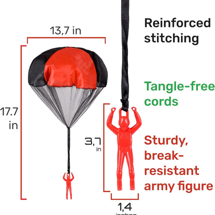 Parachute Toys for Kids - Tangle Free Outdoor Flying Parachute Men, Top Indoor & Outside, 3 4 5 6 7 8 9 10 11 12 Year Old, Best Christmas Stocking Stuffers Idea 2025 Unique Boy & Girl Gifts