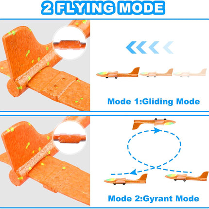 Fuwidvia 3 Pack Airplane Launcher Toys, 13.2'' LED Foam Glider Catapult Plane Toy for Boys, 2 Flight Modes Outdoor Flying Toys Birthday Gifts for Boys Girls 4 5 6 7 8 9 10 11 12 Year Old