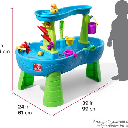 Step2 Rain Showers Splash Pond Toddler Water Table, Kids Water and Sand Activity Sensory Playset, Summer Outdoor Toys, 13 Piece Toy Accessories, For Toddles 1.5+ Years Old