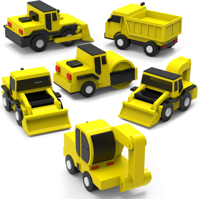Tub Works® Construction™ Trucks Mold Free Bath Toys, 6 Pack | Sealed, No Hole Bath Toys Design Keeps Moisture Out | Soft, Squeezable & Float on Water | Baby & Toddler Bath Toys | Kids Car Bath Toys