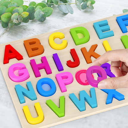 Alphabet Puzzles, Wooden Puzzles for Toddlers, ABC Shape Puzzles for Kids, Preschool Learning Activities, Gift for Girls Boys