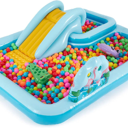 Intex 96" x 78" x 28" Inflatable Jungle Adventure Play Center Spray Kiddie Pool - Backyard Kids Water Slide, Outdoor Blow-Up Splash Pad for Toddlers
