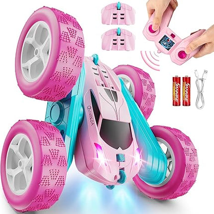 Remote Control Car, RC Cars Toys for Kids Ages 6-12, 4WD Stunt Car with LED Lights & 360° Flips, 2.4GHz, Upgraded USB-C Modular Batteries, 8-10 Year Old Boys 1-Blue