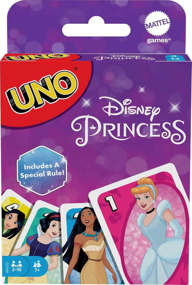 Mattel Games UNO Disney Princesses Card Game for Kids & Family Nights, Themed Deck & Special Rule for 2 to 10 Players