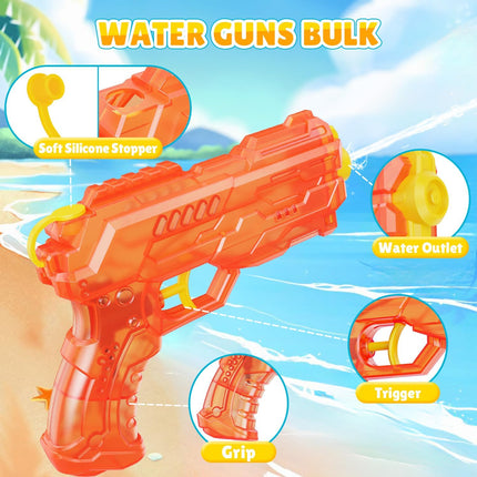 Water Gun for Kids - Squirt Gun Adults Summer Super Water Blaster Soaker Water Guns Toys for Boys Girls Toddler, 2 Pack Small Watergun for Swimming Pool Beach Yard Outdoor Fighting Toy（Blue Orange