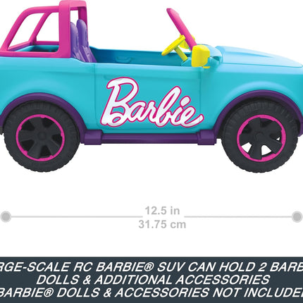Barbie Hot Wheels RC SUV, Remote-Control Vehicle That Fits 2 Fashion Dolls & Accessories, Includes Kid-Applied Stickers for Customization