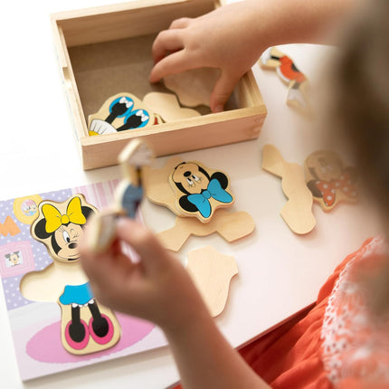 Melissa & Doug Disney Minnie Mouse Dress-Up Puzzle, 18 Pieces Mix and Match Outfits, Sorting & Matching Toy with Storage Case, Educational Puzzle for Toddlers Ages 3+