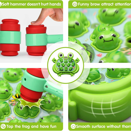 HopeRock Toys for 2 3 4 5 Year Old Boy,Toddler Toys Age 2-4, Whack A Frog Game,with 5 Modes,45 Levels,9 Music Spray and Light-up, Baby Toy Gifts for Early Learning, Birthday Gift for Toddler Boy Toys