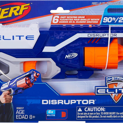 NERF Disruptor Elite Blaster - 6-Dart Rotating Drum, Slam Fire, Includes 6 Official Nerf Elite Darts - for Kids, Teens, Adults