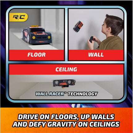 Air Hogs, Zero Gravity Racing Wall Climber, USB-C Rechargeable Wall Racer Truck, Black Indoor RC Car, Over 4-Inches, Kids Toys for Ages 4 and up