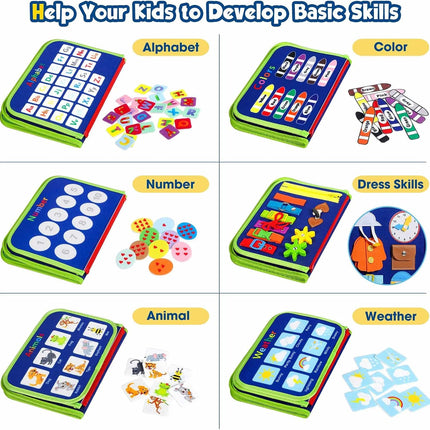 Toddler Busy Board - Montessori Toys for 2-3 Year Old Boy Birthday Gift, Educational Learning Sensory Busy Book for Two Year Old Boys, Kids Ages 2-4 Activities Toy for Airplane Car Travel
