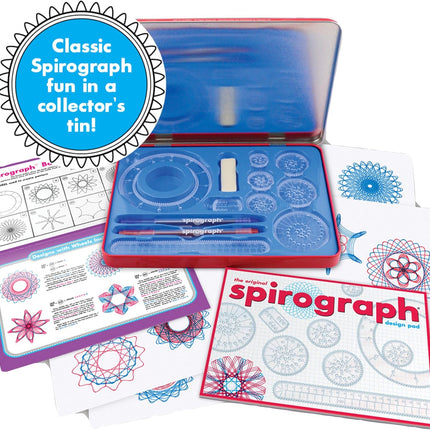 Spirograph Design Set Collectors Tin – Arts and Crafts, Kids Toys, Art Supplies, Craft Supplies, Drawing Kit, Spiral Art, Classic Gear Design Kit, Pens, Design Sheet Included, Ages 8 and Up