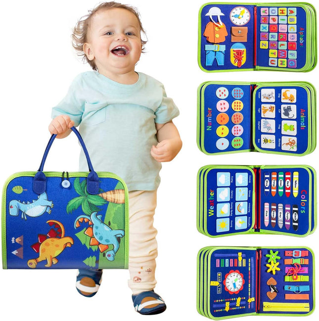 Toddler Busy Board - Montessori Toys for 2-3 Year Old Boy Birthday Gift, Educational Learning Sensory Busy Book for Two Year Old Boys, Kids Ages 2-4 Activities Toy for Airplane Car Travel