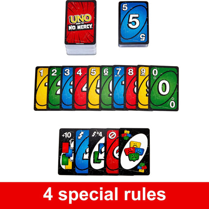 Packs of 2, 5, 10 UNO Show ‘Em No Mercy Card Game For Kids, Adults & Family Night, Parties And Travel
