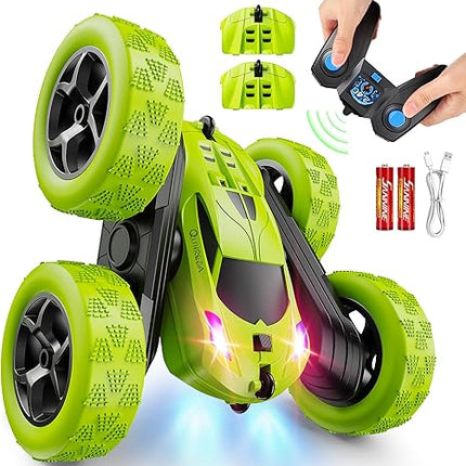 Remote Control Car, RC Cars Toys for Kids Ages 6-12, 4WD Stunt Car with LED Lights & 360° Flips, 2.4GHz, Upgraded USB-C Modular Batteries, 8-10 Year Old Boys 1-Blue