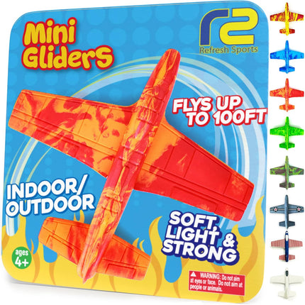 Foam Airplanes For Kids - Fun Glider Toys for Ages 4 5 6 7 8 9 10 Year Old & Up - Best Toy Gift Boy Toys Basket Stuffer Gifts - Small Birthday Gifts for Boys & Girls Party Favors - Air Plane Gift Idea