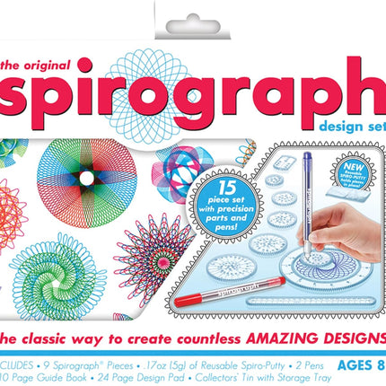 Spirograph Design Set Collectors Tin – Arts and Crafts, Kids Toys, Art Supplies, Craft Supplies, Drawing Kit, Spiral Art, Classic Gear Design Kit, Pens, Design Sheet Included, Ages 8 and Up
