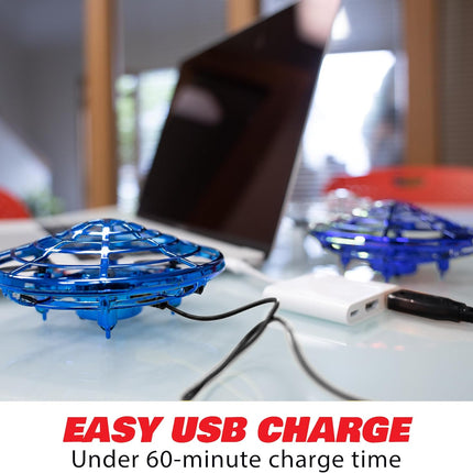 Force1 Scoot Hand Operated Drone for Kids or Adults - Hands Free Motion Sensor Mini Drones, Easy LED Indoor Rechargeable UFO Toy Flying Orb Ball Drone Toys for Boys and Girls (Blue)
