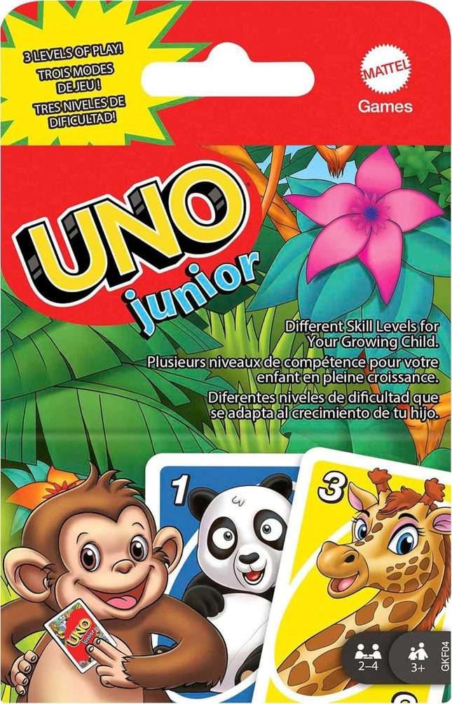 Mattel Games UNO Junior Card Game for Kids with Simple Rules, Levels of Play & Animal Matching for 2 to 4 Players