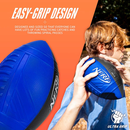 Nerf Pro Grip Football, Blue, Classic Foam Ball, Easy to Catch & Throw, Balls for Kids, Kids Sports Toys, Perfect Easter Basket Stuffers, Great Easter Toys or Easter Gifts for Kids