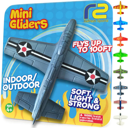 Foam Airplanes For Kids - Fun Glider Toys for Ages 4 5 6 7 8 9 10 Year Old & Up - Best Toy Gift Boy Toys Basket Stuffer Gifts - Small Birthday Gifts for Boys & Girls Party Favors - Air Plane Gift Idea