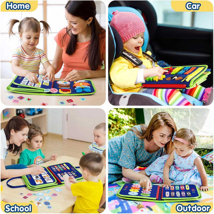 Toddler Busy Board - Montessori Toys for 2-3 Year Old Boy Birthday Gift, Educational Learning Sensory Busy Book for Two Year Old Boys, Kids Ages 2-4 Activities Toy for Airplane Car Travel