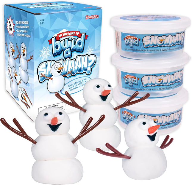 Kangaroo 3 Pack Build a Snowman Kit Snowballs Toys for Kids Stocking Stuffers - Snow Play Winter Toys Christmas Crafts DIY - Snow Man Kit Outdoor Modeling Clay Craft - Stocking Stuffers for Kids