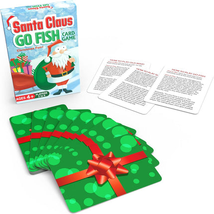 Santa Claus Go Fish – A Family Christmas Game for Kids Ages 4 & Up | Go Fish, Old Maid, and Slap Jack in One Deck (Holiday Stocking Stuffers, Gift for Boy or Girl, Fun Family Board Game Night)
