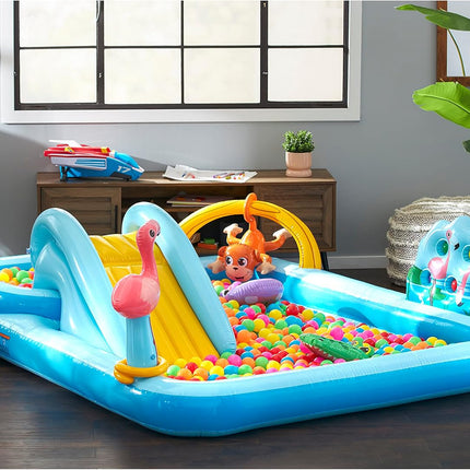 Intex 96" x 78" x 28" Inflatable Jungle Adventure Play Center Spray Kiddie Pool - Backyard Kids Water Slide, Outdoor Blow-Up Splash Pad for Toddlers
