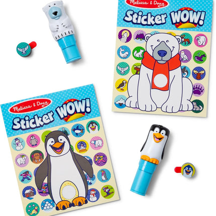Melissa &amp; Doug Sticker Wow!® Winter (Polar Bear and Penguin) Value Pack Arts and Crafts Collectibles - 2 Activity Pads, 2 Sticker Stampers, 2 Bonus Stacks - FSC Certified
