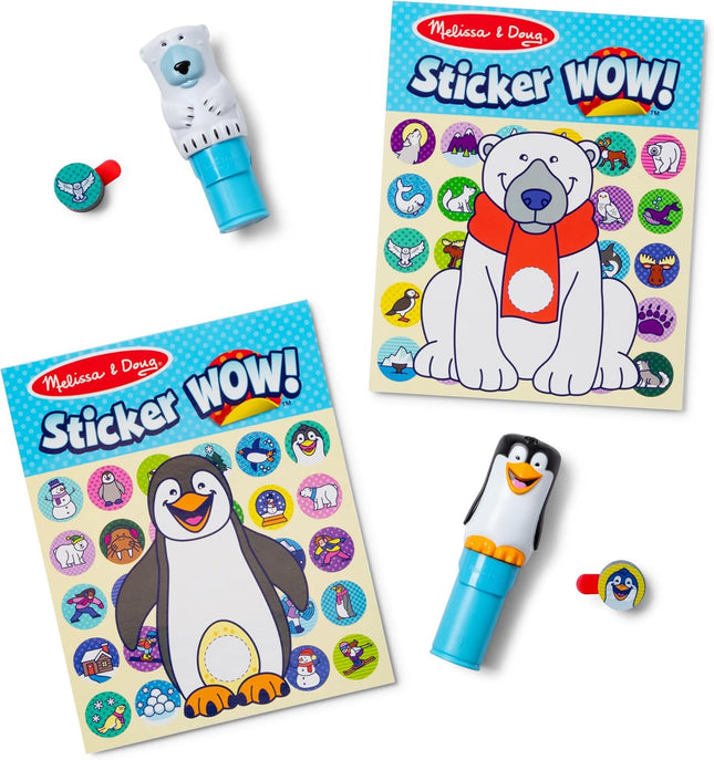 Melissa &amp; Doug Sticker Wow!® Winter (Polar Bear and Penguin) Value Pack Arts and Crafts Collectibles - 2 Activity Pads, 2 Sticker Stampers, 2 Bonus Stacks - FSC Certified