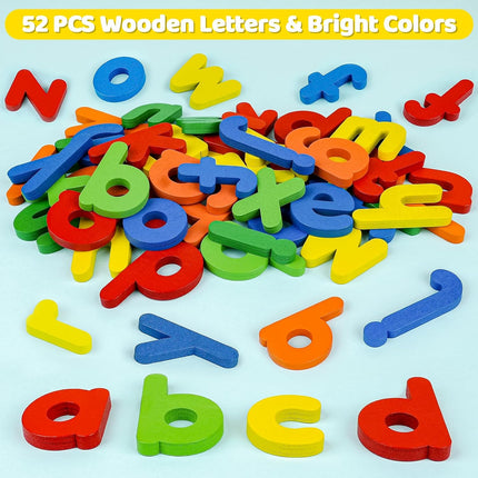BEESTECH Alphabet ABC Learning Educational Toys for 2 3 4 5 Years Old Boys Girls, Wooden Puzzle Flash Cards Preschool Activity Letter Matching Games for Kids Toddlers