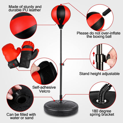 Punching Bag for Ages 3 4 5 6 7 8+ Years Old Kids, Boxing Bag Set Toy with Boxing Gloves, Height Adjustable Punching Bag, Sport Toy for Boys & Girls, Ideal Christmas Birthday Gift for Kids