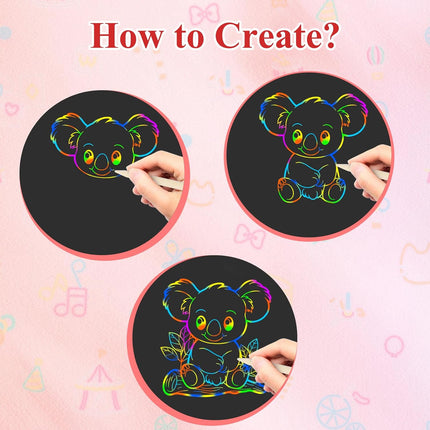Stocking Stuffers for Kids Teen Girls: Scratch Paper Art Crafts Back to School Teacher Supplies Game Party Favors Activities Toys for Boy Ages 3-12 Years Old Valentines Birthday Gifts 2 Pack