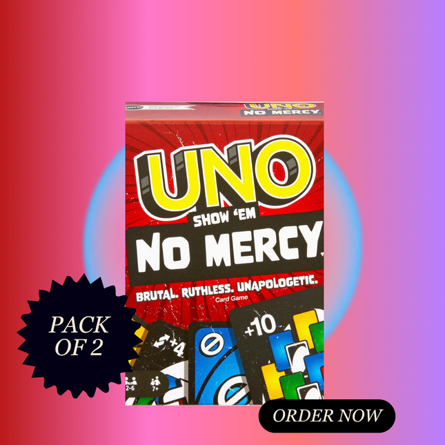 Packs of 2, 5, 10 UNO Show ‘Em No Mercy Card Game For Kids, Adults & Family Night, Parties And Travel